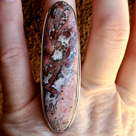 New Leopard Skin Jasper 925 Silver Statement Ring. - Picture 10 of 12